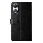 HT01 For Oppo A58 5G (China) / A78 5G (Global Version) Anti-Shock Leather Flip Phone Case Imprinted Y-shaped Line Wallet Foldable Phone Stand Cover