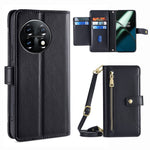 Shockproof Phone Case for OnePlus 11 5G, Zipper Pocket Card Slots Flip Leather Phone Cover with Straps