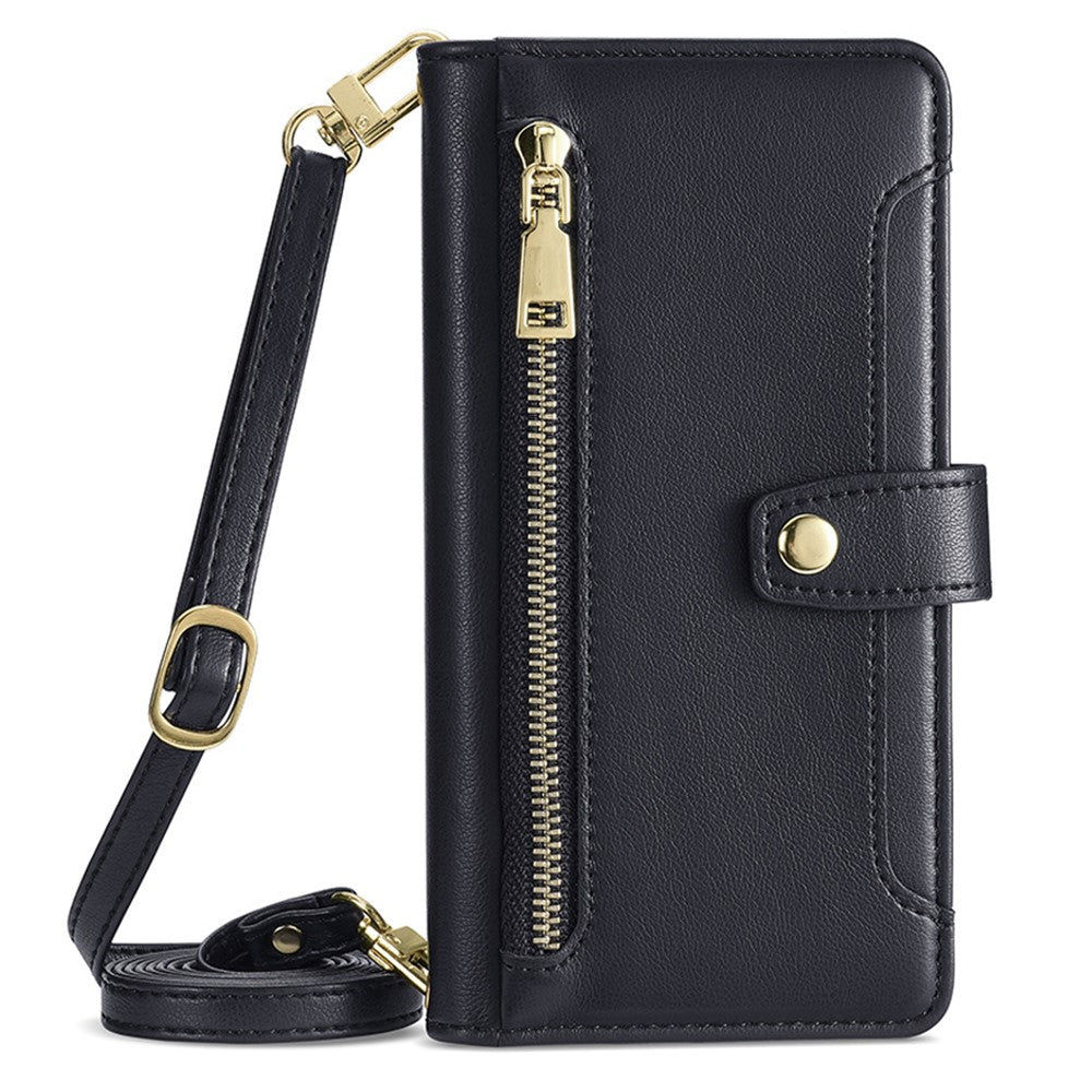 Shockproof Phone Case for OnePlus 11 5G, Zipper Pocket Card Slots Flip Leather Phone Cover with Straps