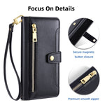 Shockproof Phone Case for OnePlus 11 5G, Zipper Pocket Card Slots Flip Leather Phone Cover with Straps