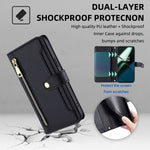 Shockproof Phone Case for OnePlus 11 5G, Zipper Pocket Card Slots Flip Leather Phone Cover with Straps