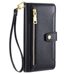 Shockproof Phone Case for OnePlus 11 5G, Zipper Pocket Card Slots Flip Leather Phone Cover with Straps