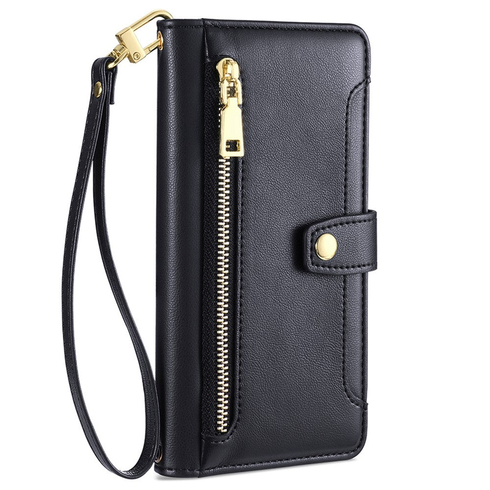 Shockproof Phone Case for OnePlus 11 5G, Zipper Pocket Card Slots Flip Leather Phone Cover with Straps