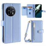 Shockproof Phone Case for OnePlus 11 5G, Zipper Pocket Card Slots Flip Leather Phone Cover with Straps
