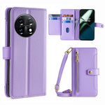 Shockproof Phone Case for OnePlus 11 5G, Zipper Pocket Card Slots Flip Leather Phone Cover with Straps