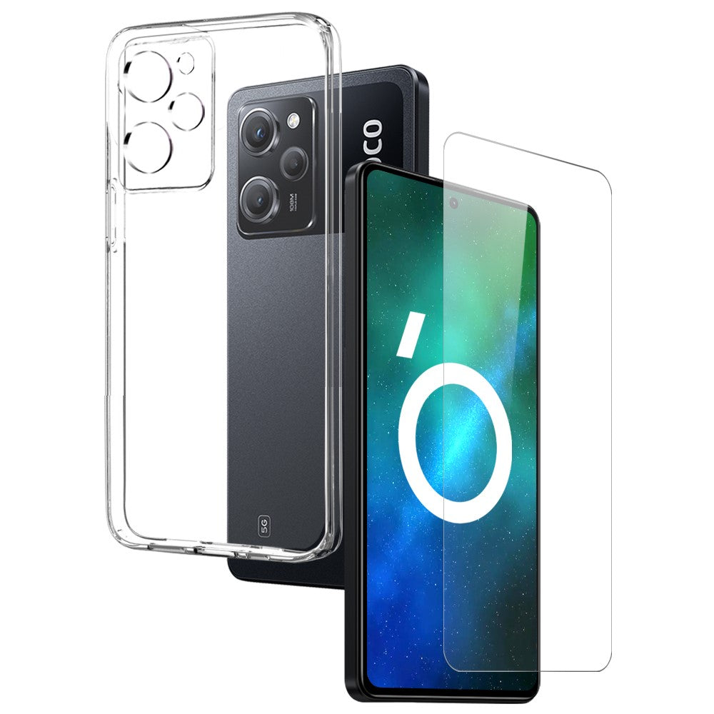 NORTHJO For Xiaomi Poco X5 Pro 5G / Redmi Note 12 Pro Speed 5G 2-in-1 Shockproof Protective TPU Phone Cover + HD Tempered Glass Screen Protector