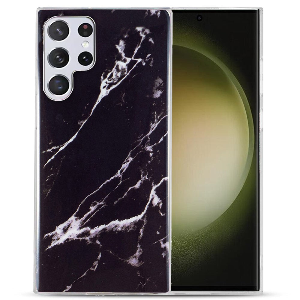 For Samsung Galaxy S23 Ultra IMD Marble Pattern Anti-collision TPU Case Back Protector Phone Cover