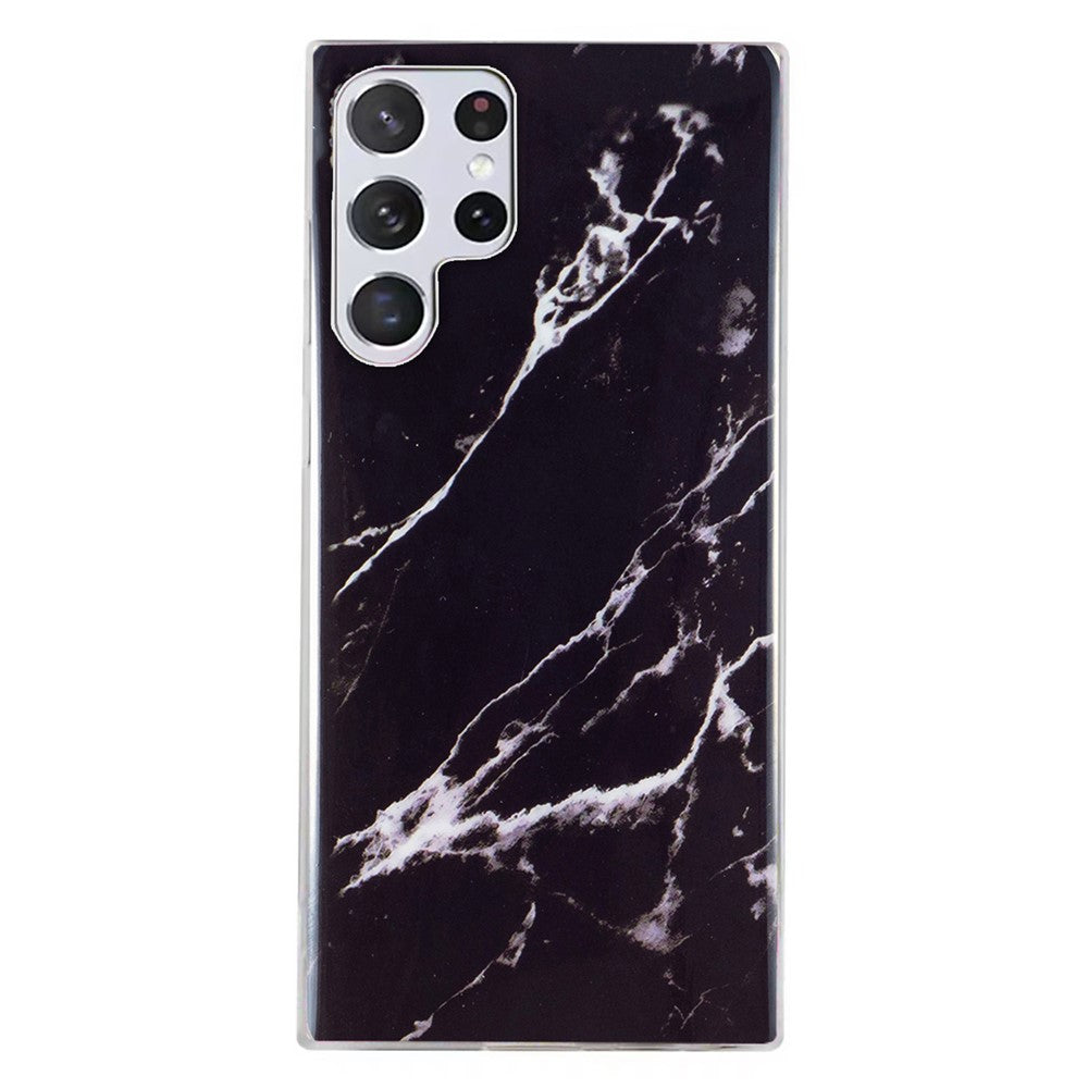 For Samsung Galaxy S23 Ultra IMD Marble Pattern Anti-collision TPU Case Back Protector Phone Cover