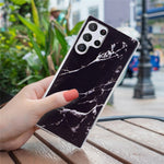 For Samsung Galaxy S23 Ultra IMD Marble Pattern Anti-collision TPU Case Back Protector Phone Cover