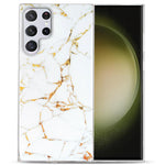 For Samsung Galaxy S23 Ultra IMD Marble Pattern Anti-collision TPU Case Back Protector Phone Cover