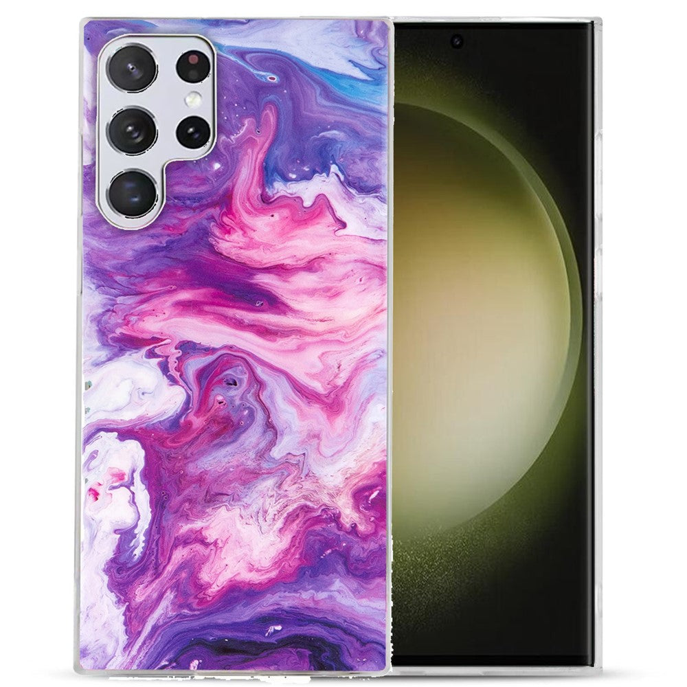 For Samsung Galaxy S23 Ultra IMD Marble Pattern Anti-collision TPU Case Back Protector Phone Cover