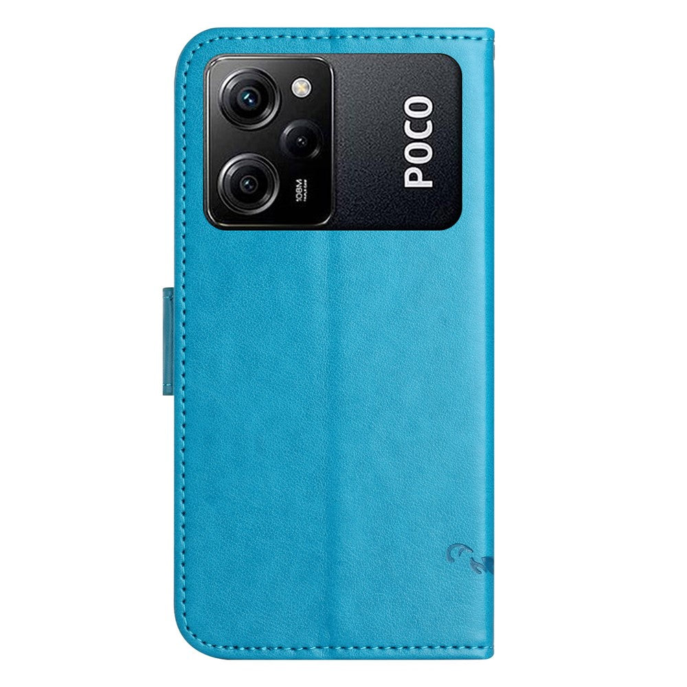 For Xiaomi Redmi Note 12 Pro Speed 5G / Poco X5 Pro 5G Imprinted Butterfly Flower PU Leather Wallet Phone Cover Folio Flip Stand Case with Strap