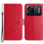 For Xiaomi Redmi Note 12 Pro Speed 5G / Poco X5 Pro 5G Imprinted Butterfly Flower PU Leather Wallet Phone Cover Folio Flip Stand Case with Strap