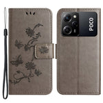 For Xiaomi Redmi Note 12 Pro Speed 5G / Poco X5 Pro 5G Imprinted Butterfly Flower PU Leather Wallet Phone Cover Folio Flip Stand Case with Strap
