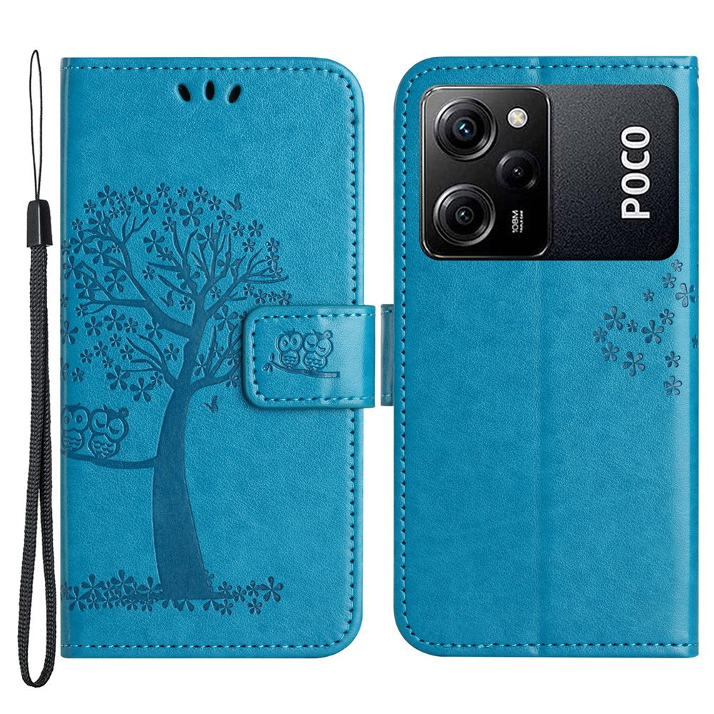 For Xiaomi Poco X5 Pro 5G / Redmi Note 12 Pro Speed 5G Owl Tree Imprinted PU Leather Stand Case Drop-proof Cell Phone Wallet Cover