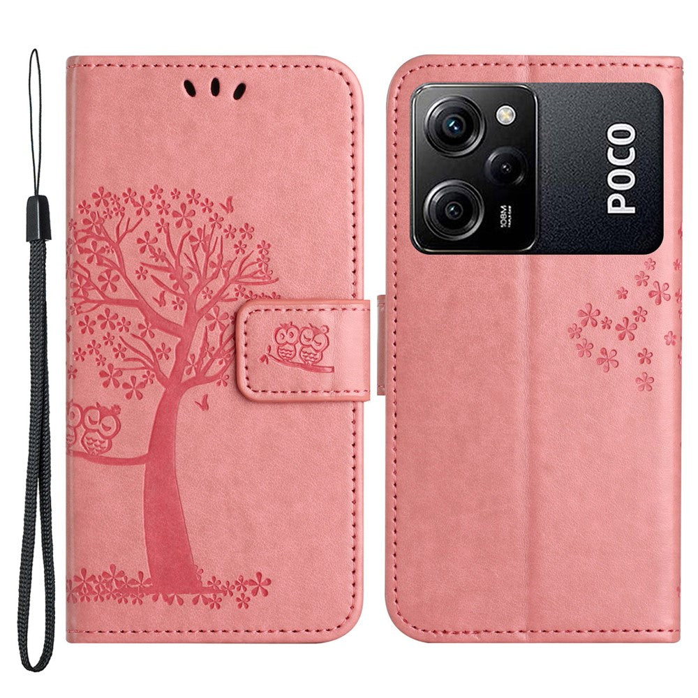 For Xiaomi Poco X5 Pro 5G / Redmi Note 12 Pro Speed 5G Owl Tree Imprinted PU Leather Stand Case Drop-proof Cell Phone Wallet Cover