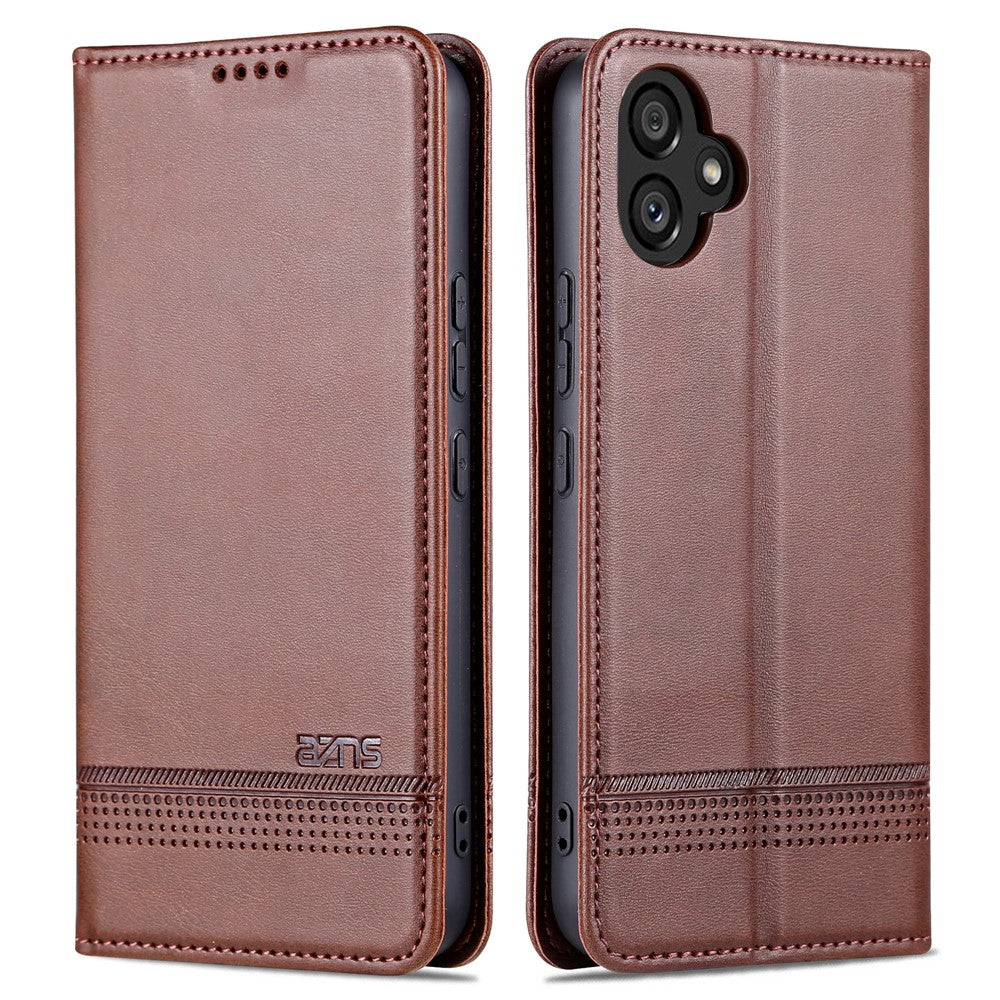 AZNS PU-lædertelefonetui til Samsung Galaxy A04e 4G / F04 4G / M04 4G, stander magnetisk flip-etui