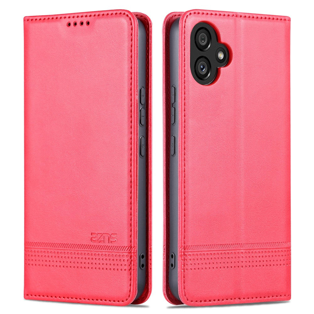 AZNS PU-lædertelefonetui til Samsung Galaxy A04e 4G / F04 4G / M04 4G, stander magnetisk flip-etui