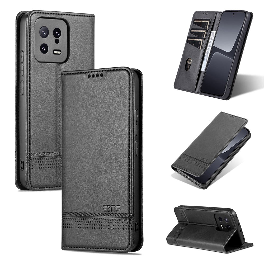 AZNS For Xiaomi 13 5G Flip Leather Phone Case Stand Wallet Cowhide Texture Shockproof Phone Cover