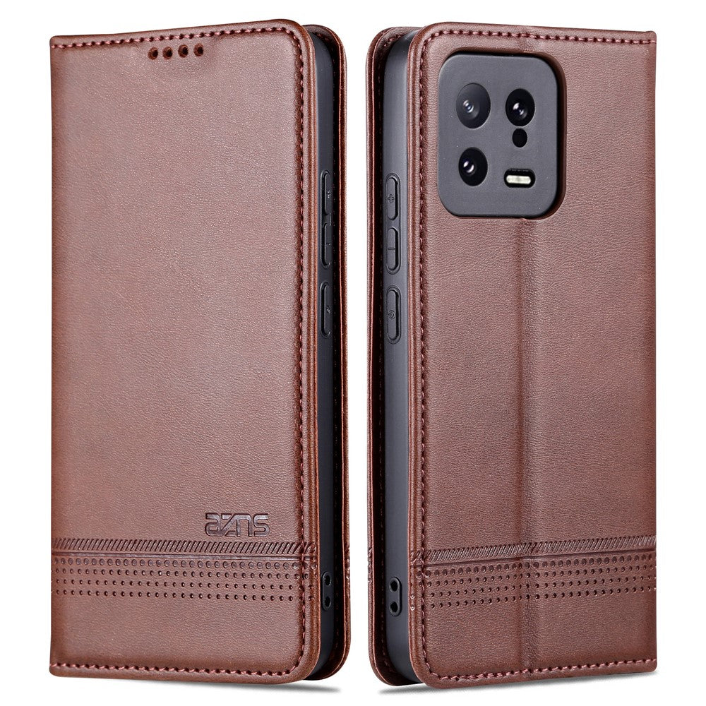 AZNS För Xiaomi 13 5G Flip Läder Mobilskal Stativ Plånbok Kohud Textur Stötsäkert mobilskal