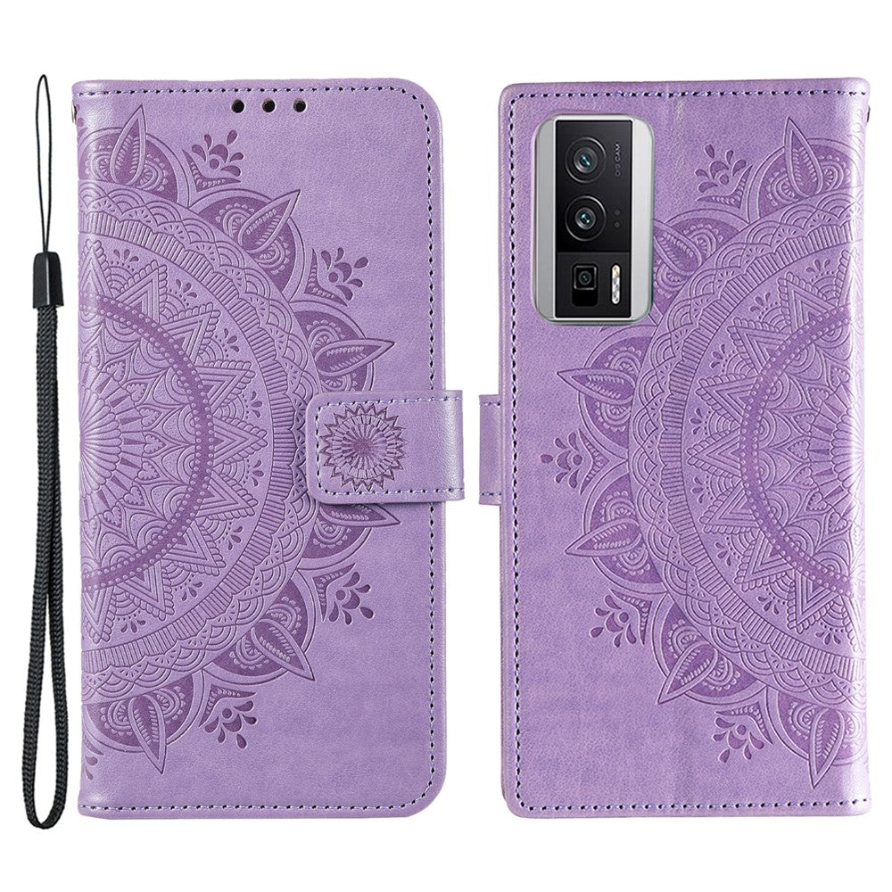 For Xiaomi Poco F5 Pro 5G / Redmi K60 Pro 5G / K60 5G Cell Phone Shell Imprinted Mandala Flower Pattern Wallet Stand Phone Case