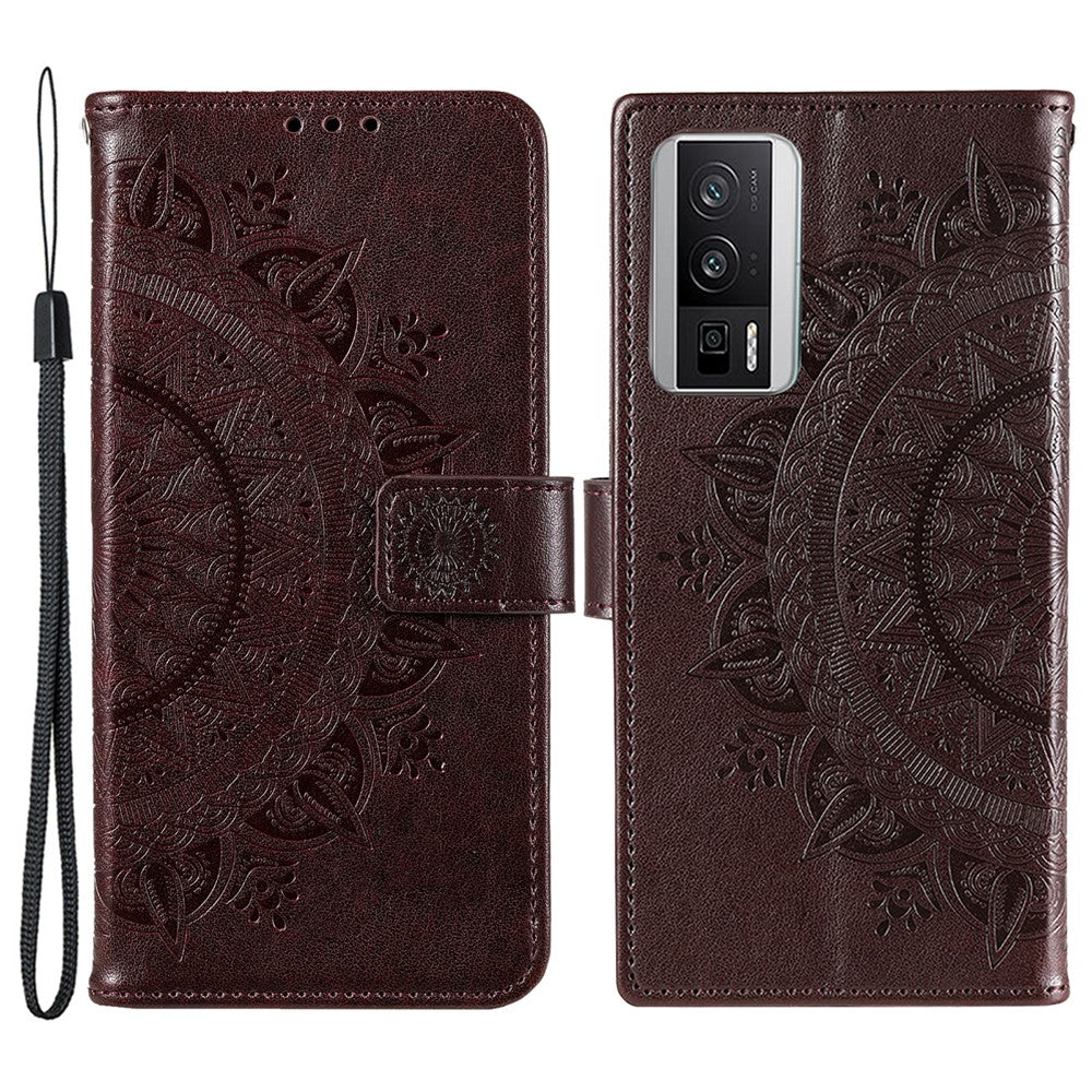 For Xiaomi Poco F5 Pro 5G / Redmi K60 Pro 5G / K60 5G Cell Phone Shell Imprinted Mandala Flower Pattern Wallet Stand Phone Case