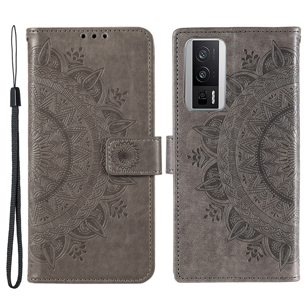 For Xiaomi Poco F5 Pro 5G / Redmi K60 Pro 5G / K60 5G Cell Phone Shell Imprinted Mandala Flower Pattern Wallet Stand Phone Case