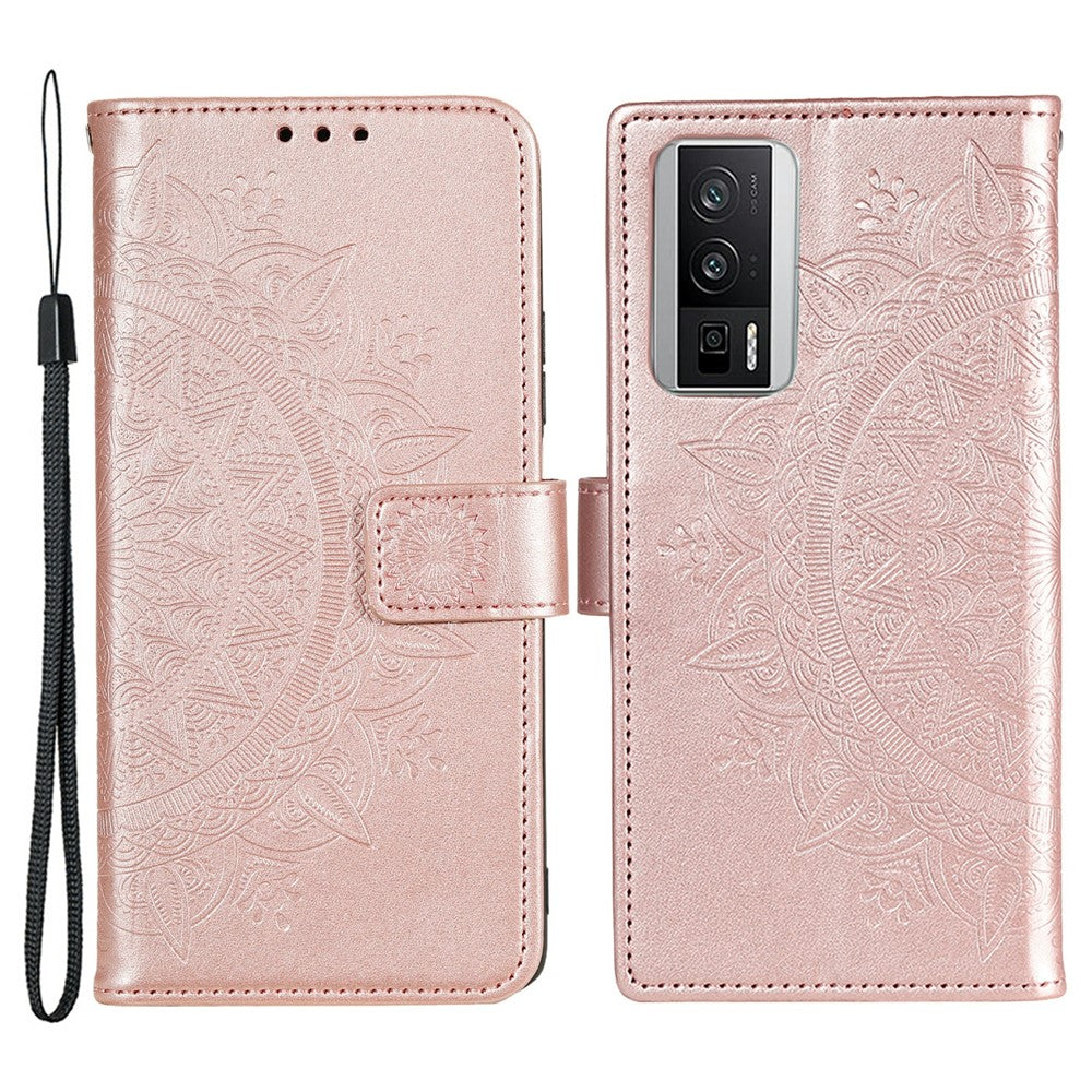For Xiaomi Poco F5 Pro 5G / Redmi K60 Pro 5G / K60 5G Cell Phone Shell Imprinted Mandala Flower Pattern Wallet Stand Phone Case