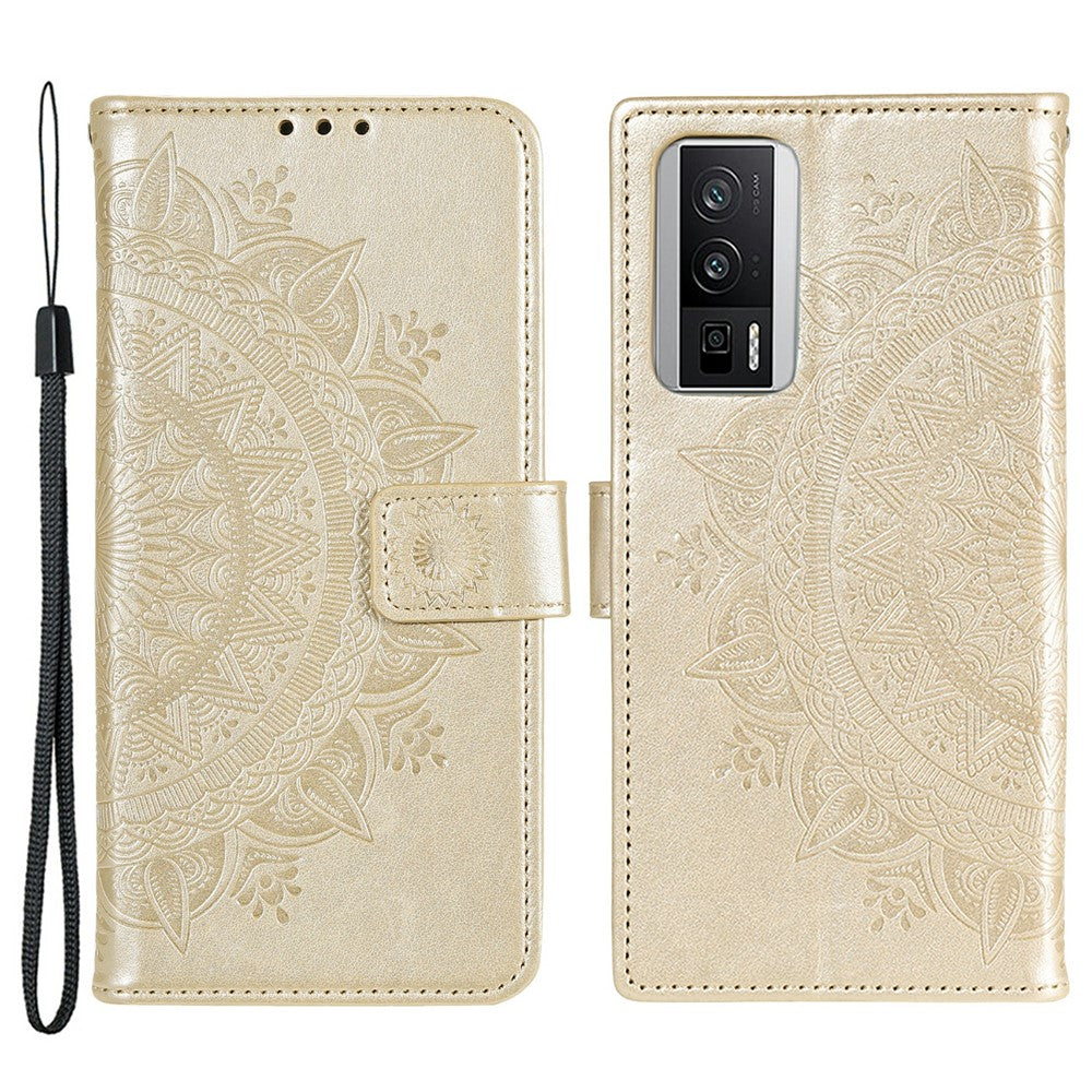 For Xiaomi Poco F5 Pro 5G / Redmi K60 Pro 5G / K60 5G Cell Phone Shell Imprinted Mandala Flower Pattern Wallet Stand Phone Case