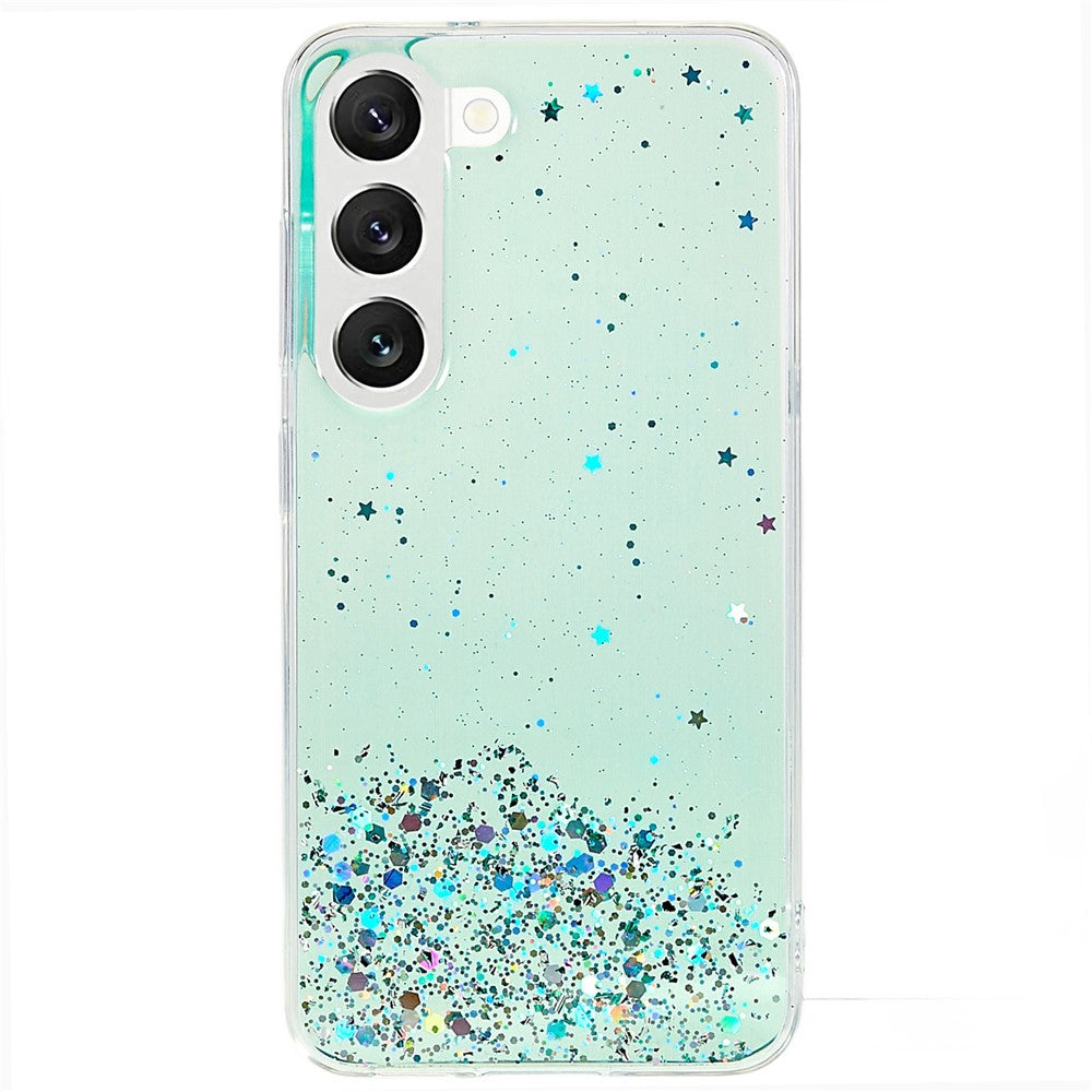 For Samsung Galaxy S22+ 5G Starry Sky Sparkle Epoxy Phone Case Shockproof Soft TPU Protective Back Cover