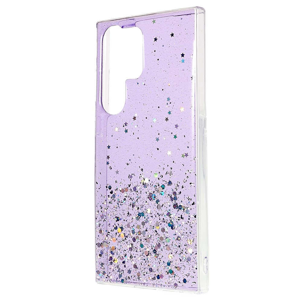 For Samsung Galaxy S22 Ultra 5G Back Cover, Starry Sky Sparkle Epoxy Phone Case Soft TPU Protective Shell