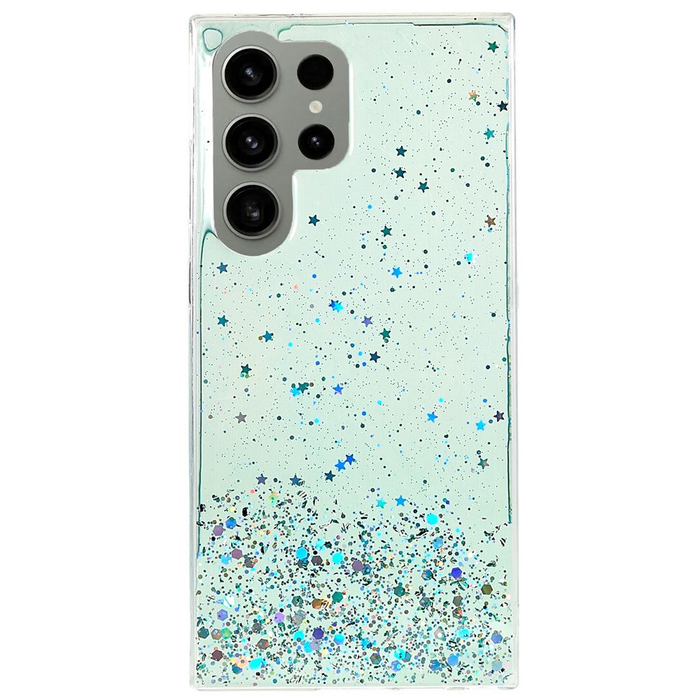 For Samsung Galaxy S22 Ultra 5G Back Cover, Starry Sky Sparkle Epoxy Phone Case Soft TPU Protective Shell