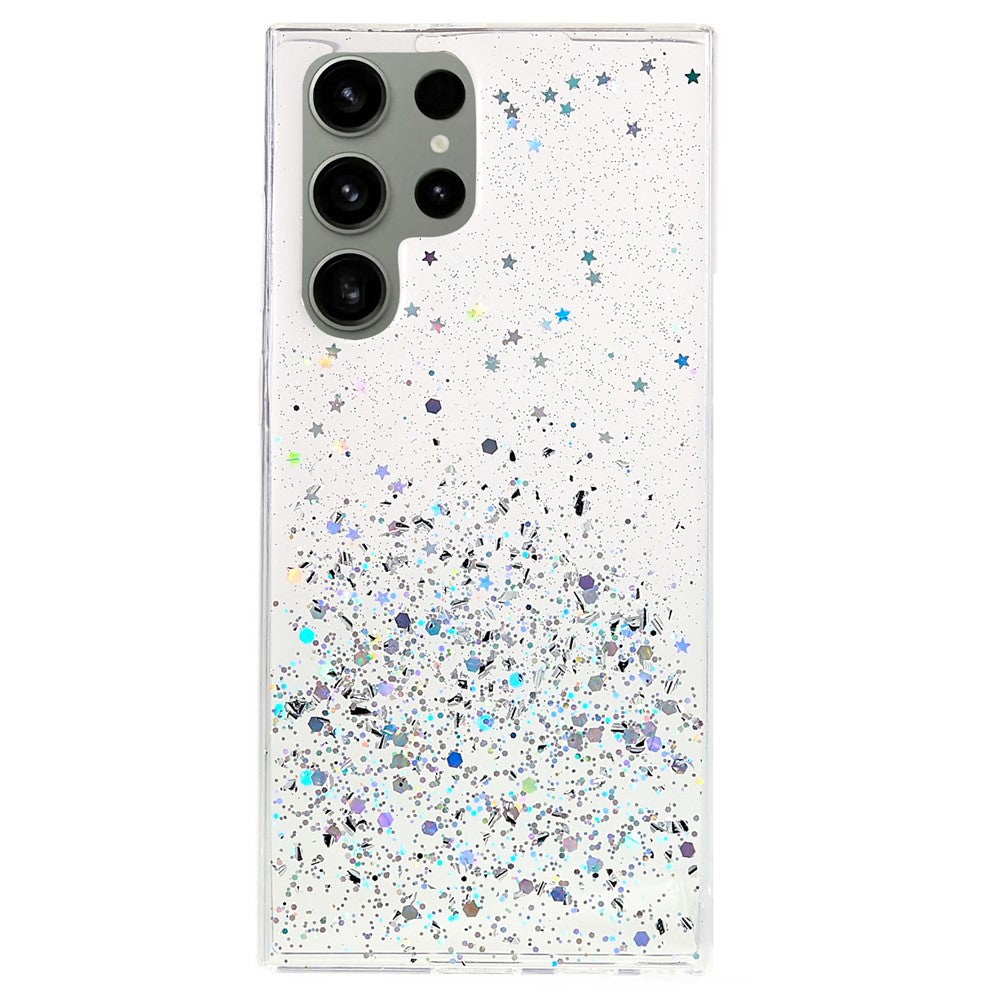 For Samsung Galaxy S22 Ultra 5G Back Cover, Starry Sky Sparkle Epoxy Phone Case Soft TPU Protective Shell