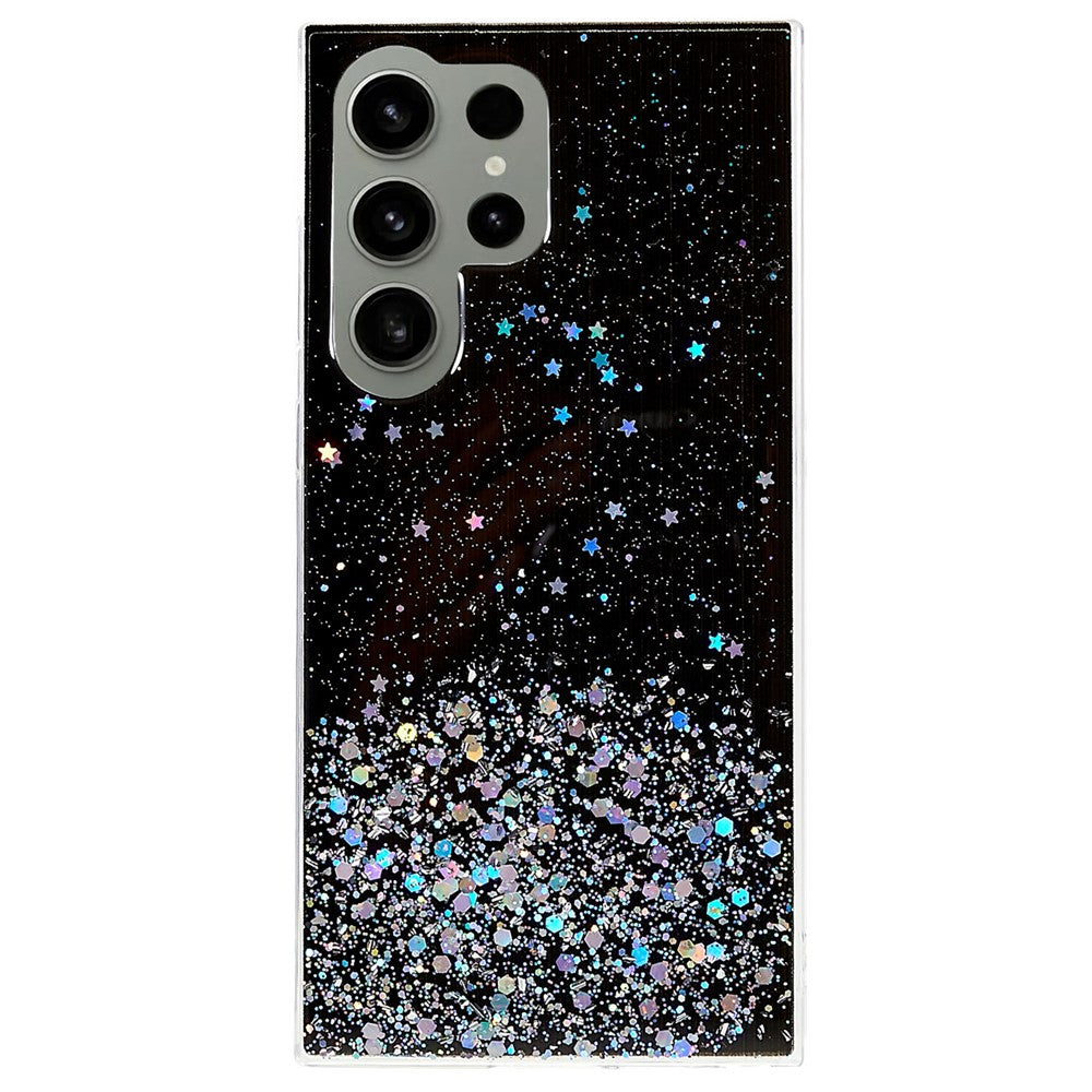 For Samsung Galaxy S23 Ultra Fall-proof Back Cover, Starry Sky Sparkle Epoxy Phone Case Soft TPU Protective Shell