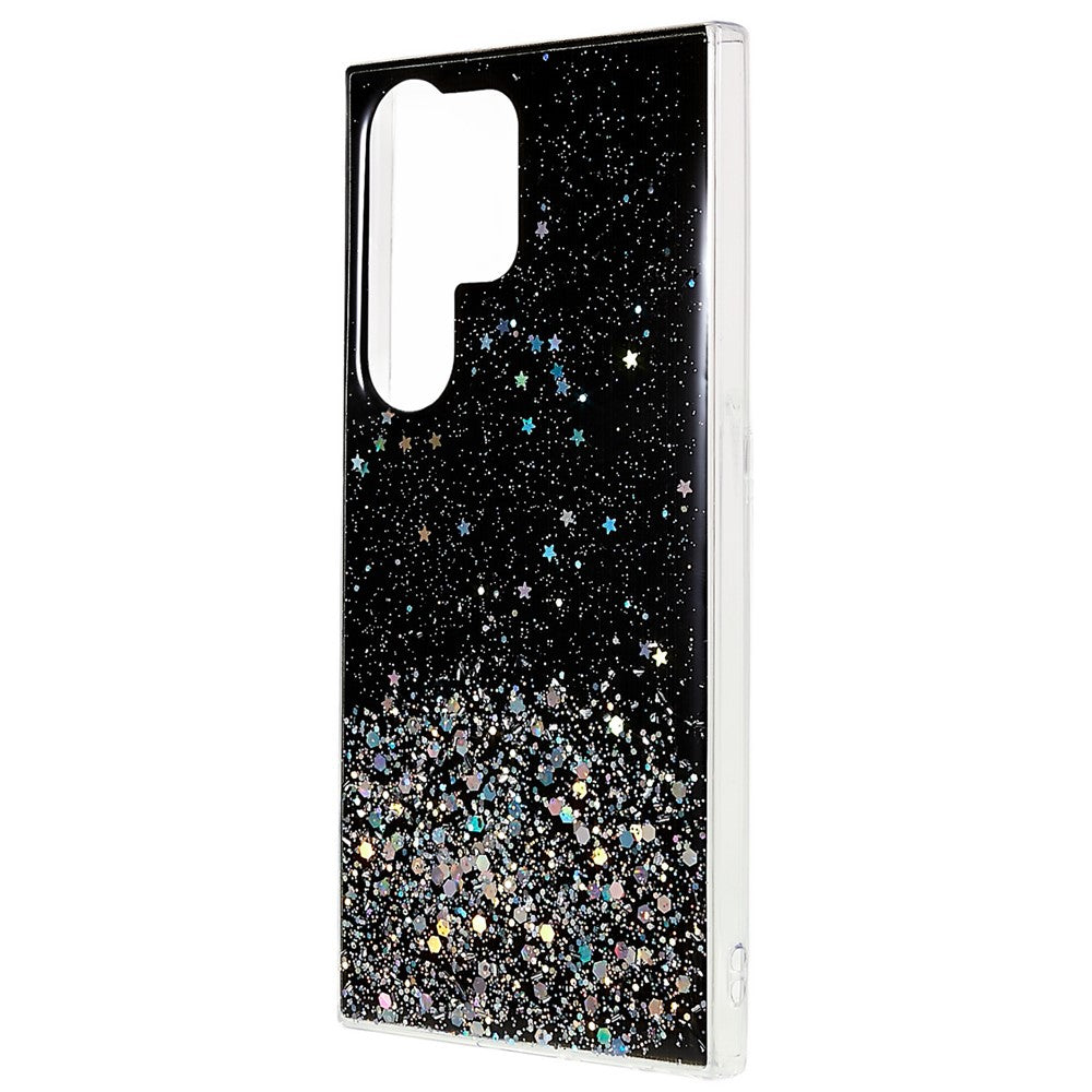 For Samsung Galaxy S23 Ultra Fall-proof Back Cover, Starry Sky Sparkle Epoxy Phone Case Soft TPU Protective Shell