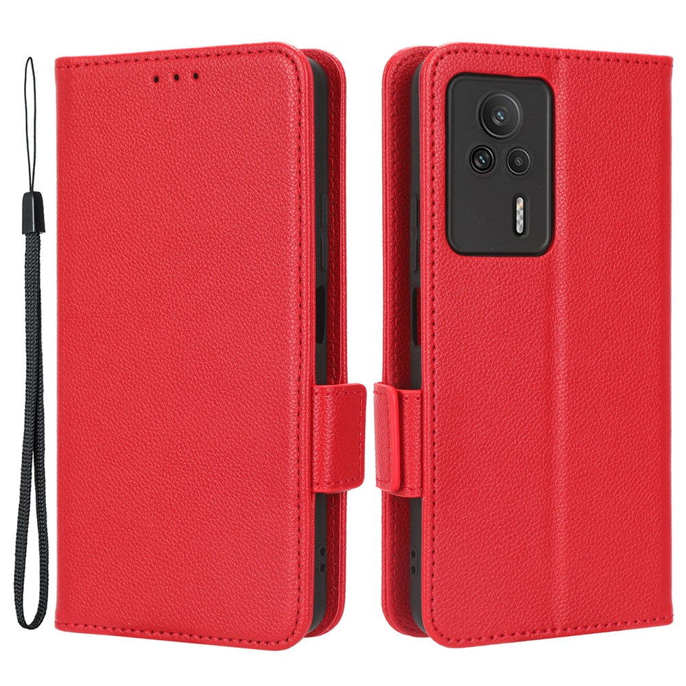 Xiaomi Redmi K60E 5G Reptåligt Litchi Textur mobilskal PU Läder + TPU Plånboksfodral