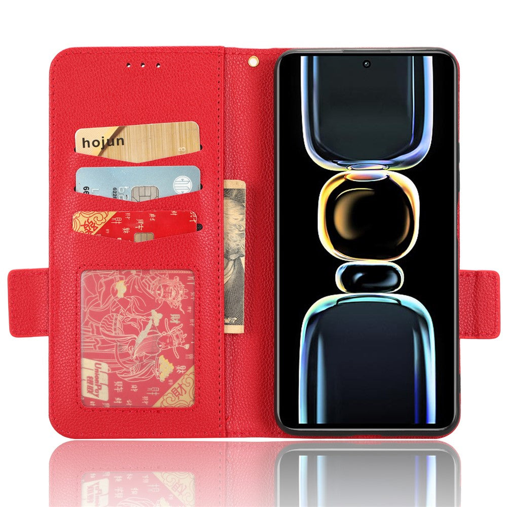 Xiaomi Redmi K60E 5G Reptåligt Litchi Textur mobilskal PU Läder + TPU Plånboksfodral