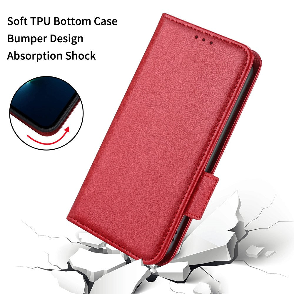 Xiaomi Redmi K60E 5G Reptåligt Litchi Textur mobilskal PU Läder + TPU Plånboksfodral