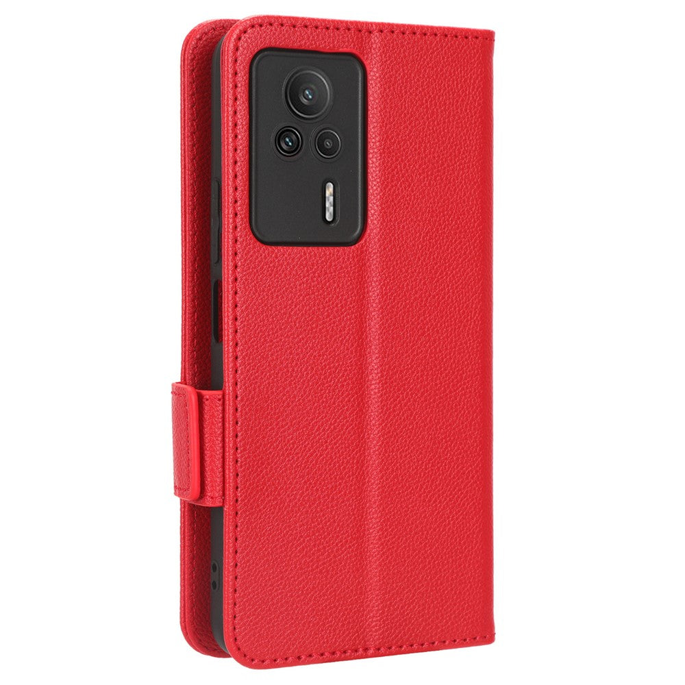Xiaomi Redmi K60E 5G Reptåligt Litchi Textur mobilskal PU Läder + TPU Plånboksfodral