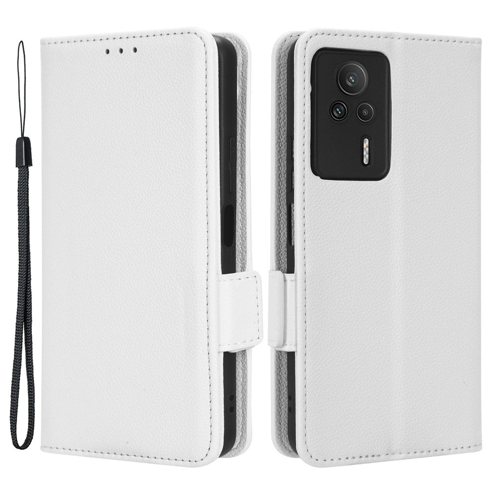 Xiaomi Redmi K60E 5G Reptåligt Litchi Textur mobilskal PU Läder + TPU Plånboksfodral