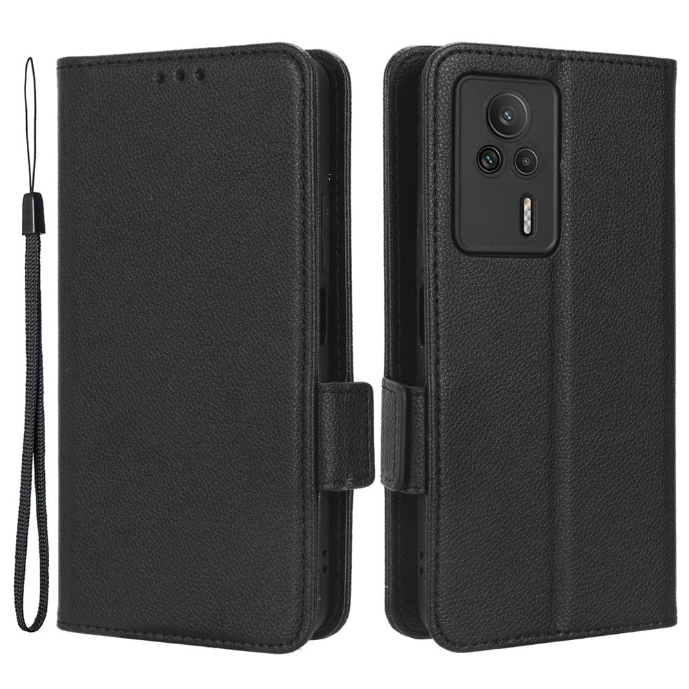 Xiaomi Redmi K60E 5G Reptåligt Litchi Textur mobilskal PU Läder + TPU Plånboksfodral