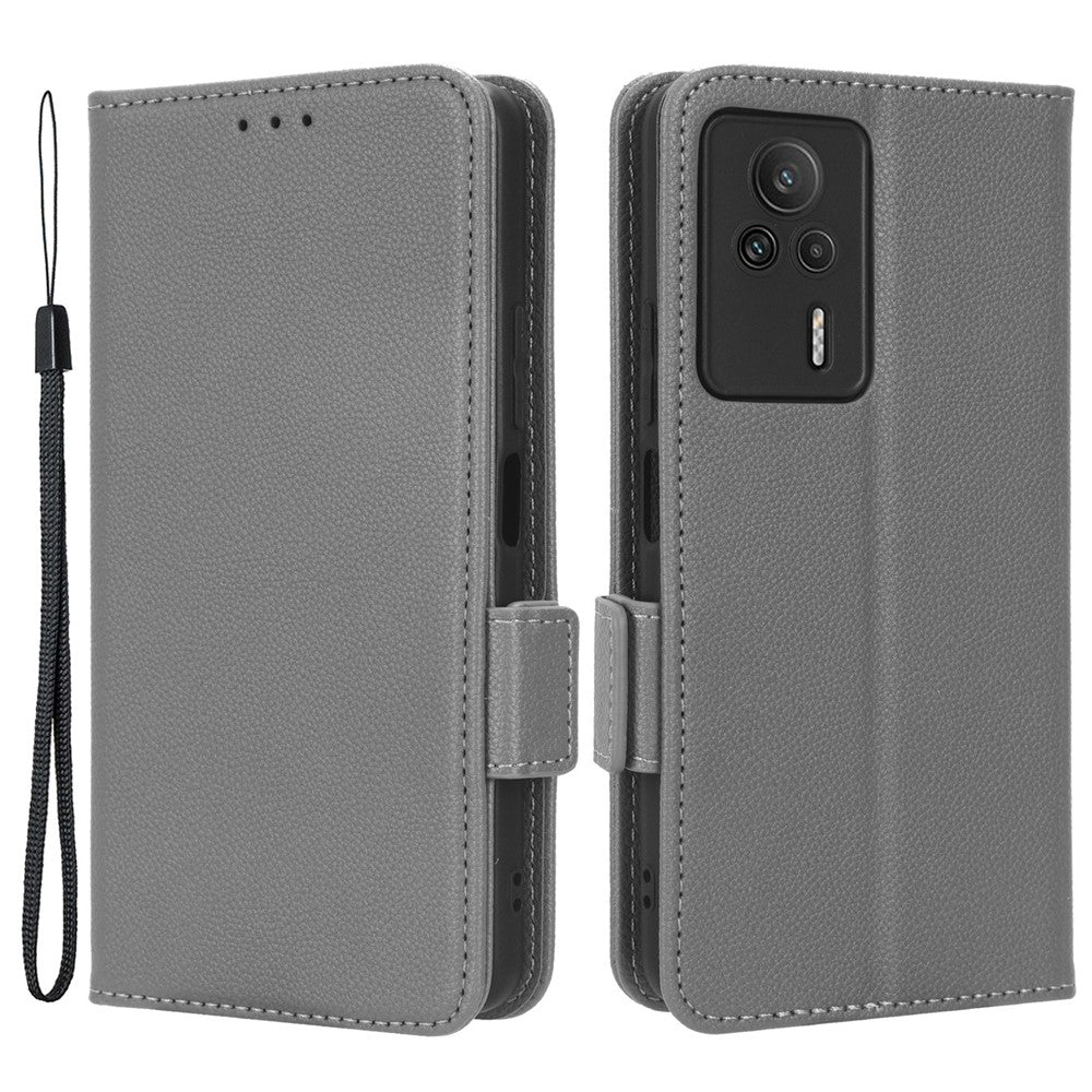 Xiaomi Redmi K60E 5G Reptåligt Litchi Textur mobilskal PU Läder + TPU Plånboksfodral