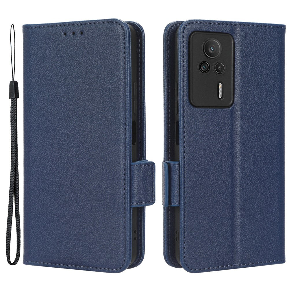 Xiaomi Redmi K60E 5G Reptåligt Litchi Textur mobilskal PU Läder + TPU Plånboksfodral