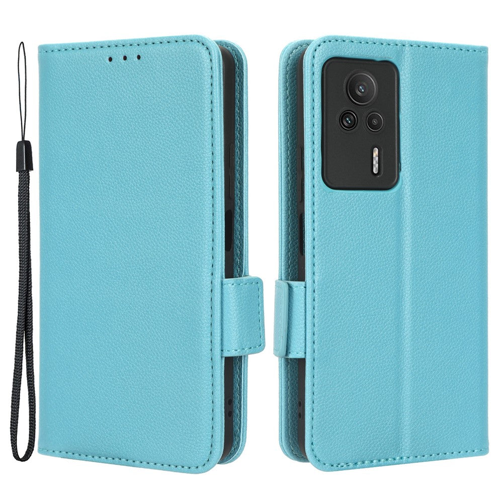Xiaomi Redmi K60E 5G Reptåligt Litchi Textur mobilskal PU Läder + TPU Plånboksfodral