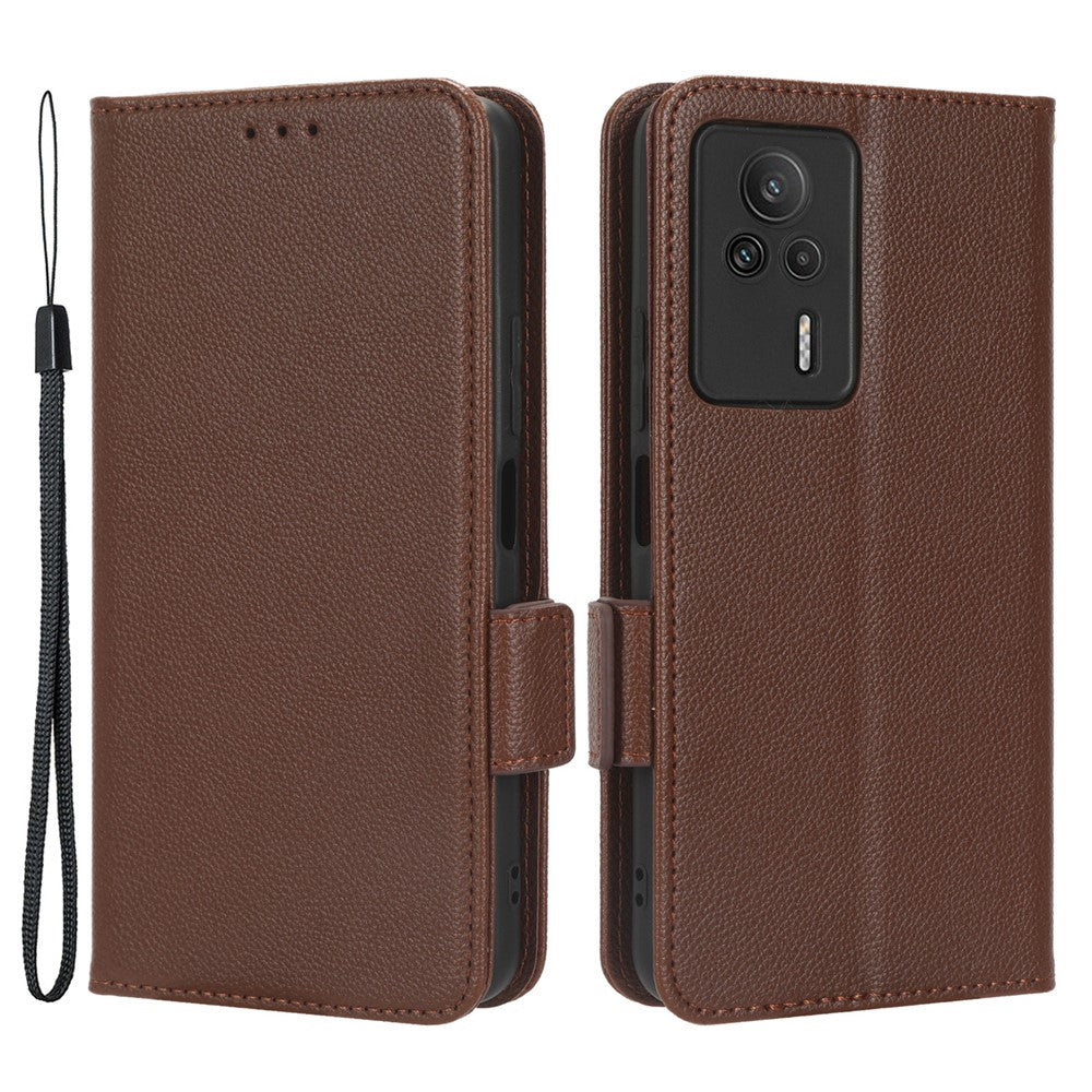 Xiaomi Redmi K60E 5G Reptåligt Litchi Textur mobilskal PU Läder + TPU Plånboksfodral