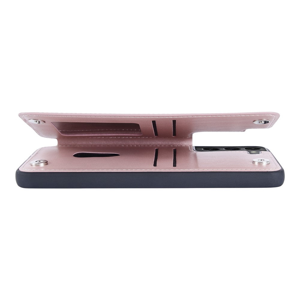 HANMAN Mika Series For Samsung Galaxy S23 PU Leather Coated TPU Protective Case Magnetic Card Slots Design Cell Phone Shell Cover