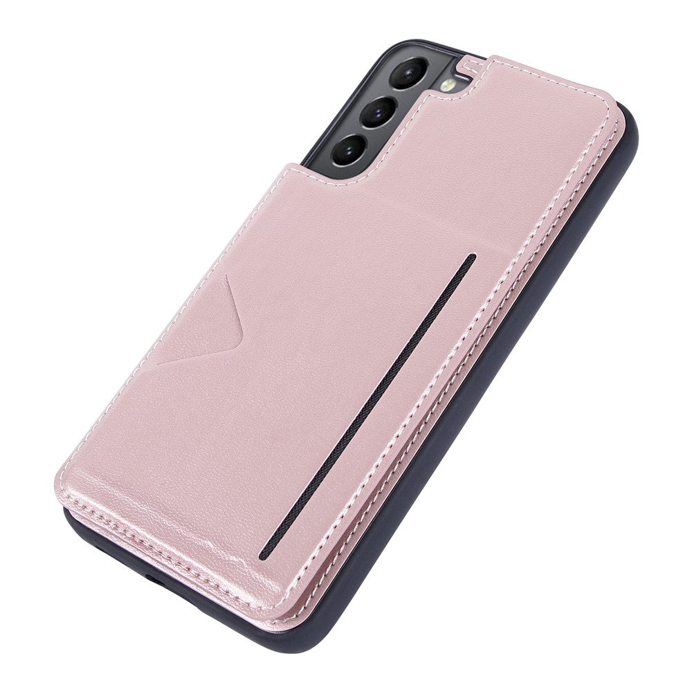 HANMAN Mika Series For Samsung Galaxy S23 PU Leather Coated TPU Protective Case Magnetic Card Slots Design Cell Phone Shell Cover