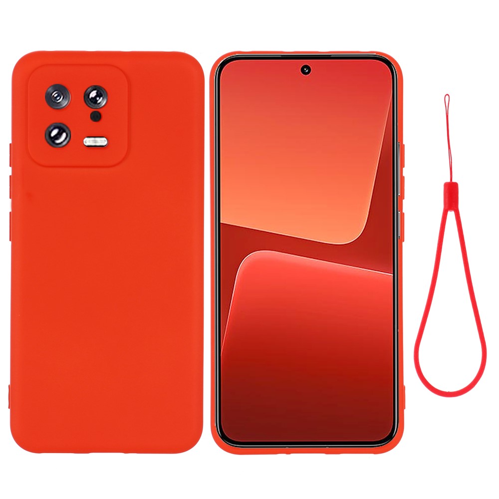 For Xiaomi 13 5G Shockproof Liquid Silicone Case Cell Phone Cover Protector with Strap
