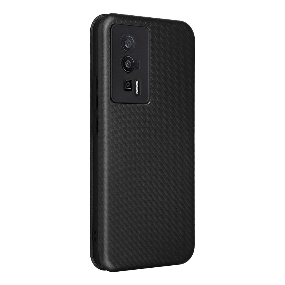 Phone Case for Xiaomi Poco F5 Pro 5G / Redmi K60 Pro 5G / K60 5G Card Slot PU Leather Magnetic Auto-absorbed Stand Carbon Fiber Texture Phone Cover