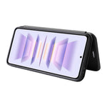 Phone Case for Xiaomi Poco F5 Pro 5G / Redmi K60 Pro 5G / K60 5G Card Slot PU Leather Magnetic Auto-absorbed Stand Carbon Fiber Texture Phone Cover